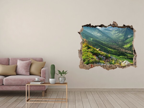 Wandtattoos Loch Berglandschaft durch ein Loch in der Wand