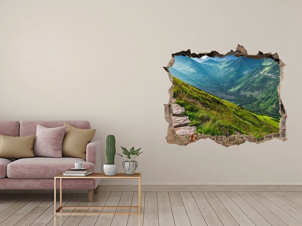 Wandfolien Loch in der Wand Berglandschaft hinter dem Loch in der Wand