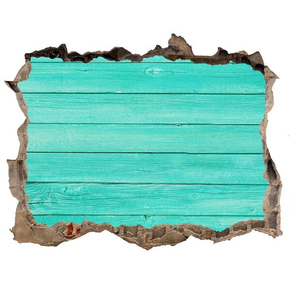 Wandtattoos Loch Türkisfarbenes Brett in einem Loch in der Wand