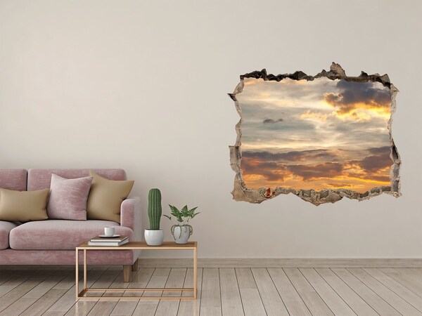 3D Wandsticker Loch Sonnenuntergang durch ein Loch in der Wand
