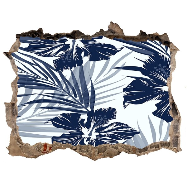 Wandfolien Loch in der Wand Tropisches Paradies mit Blumen