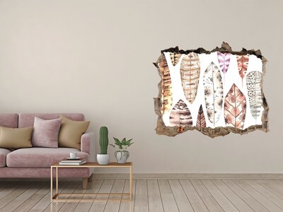 Wandtattoos Mauerdurchbruch Bunte Blätter in einem Loch in der Wand