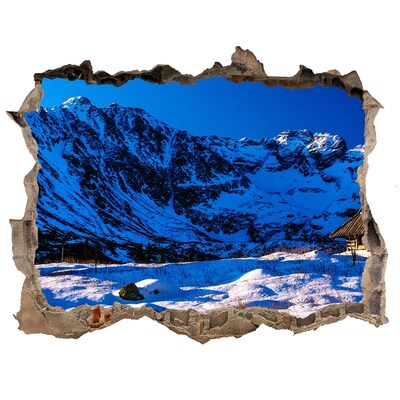 3D Wandsticker Loch Winterhütte in den Bergen