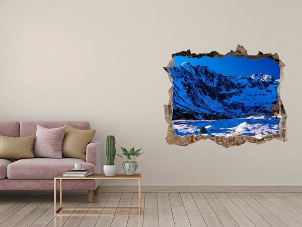 3D Wandsticker Loch Winterhütte in den Bergen