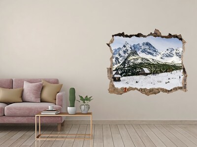 Wandfolien Loch in der Wand Winterliche Berglandschaft