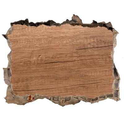 Wandtattoos Mauerdurchbruch Eine beschädigte Wand mit einem Holzbrett