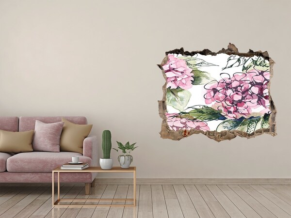 3D Wandtattoos Loch in der Wand Blumenlandschaft durch ein Loch in der Wand