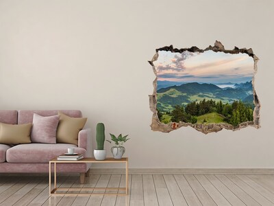 3D Wandtattoos Loch in der Wand Berglandschaft bei Sonnenaufgang
