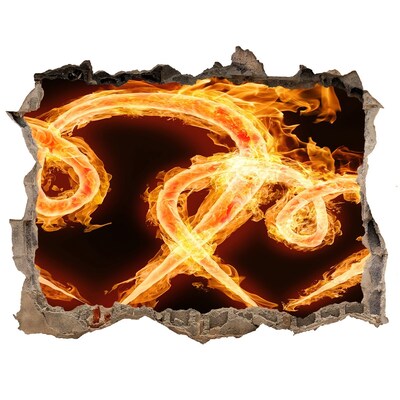 Wandtattoos Loch Brennende Schlangen im Feuer