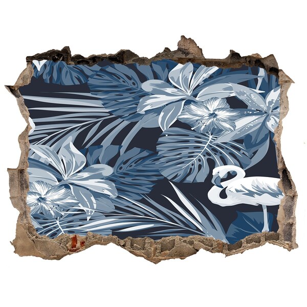 Wandtattoos Mauerdurchbruch Tropisches Paradies mit Flamingos