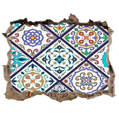 Wandtattoos Loch Farbenfrohes Muster auf Fliesen