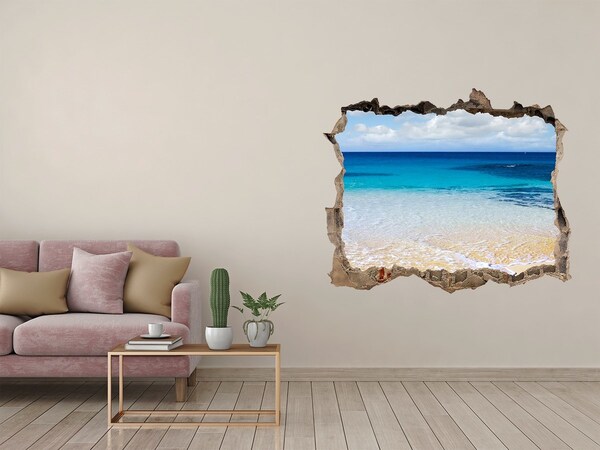 Wandtattoos Mauerdurchbruch Karibischer Strand durch ein Loch in der Wand