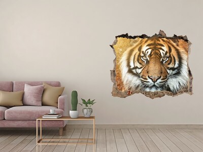 Wandtattoos Mauerdurchbruch Tiger in einem Loch in der Wand