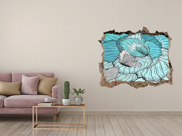 3D Wandsticker Loch Eine Blumenoase aus Beton