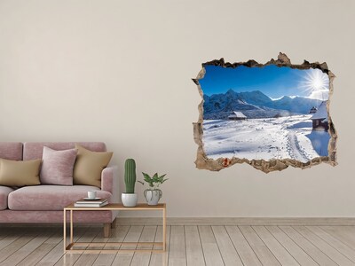 3D Wandtattoos Loch in der Wand Winterliche Berglandschaft