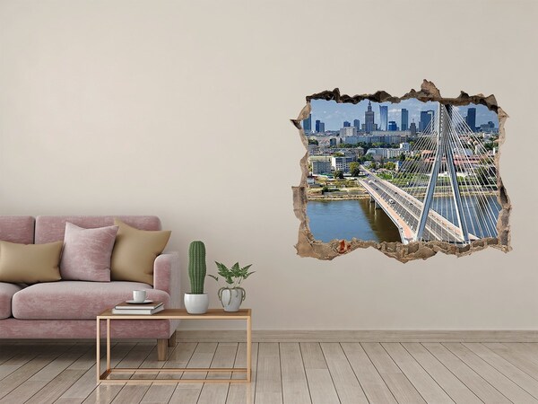 Wandfolien Loch in der Wand Brücke in Warschau