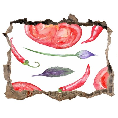 3D Wandsticker Loch Obst und Gemüse in einem kleinen Laden