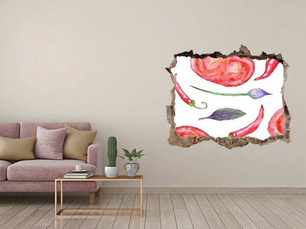 3D Wandsticker Loch Obst und Gemüse in einem kleinen Laden