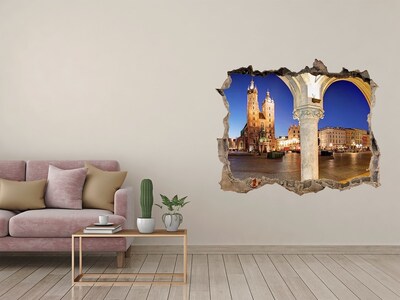 Wandfolien Loch in der Wand Der Krakauer Hauptmarkt bei Nacht