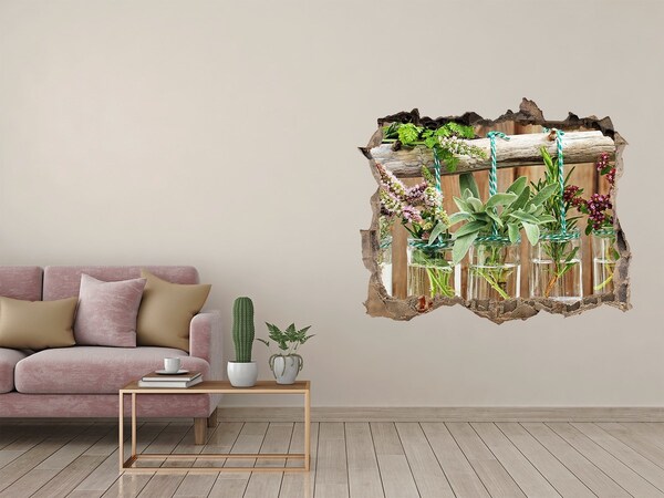Wandfolien Loch in der Wand Kräutergarten im Glas