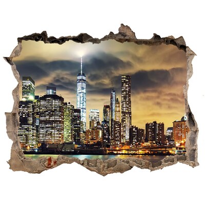 3D Wandsticker Loch New Yorker Skyline bei Nacht