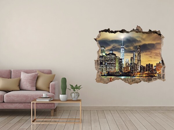 3D Wandsticker Loch New Yorker Skyline bei Nacht