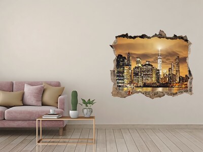 Wandtattoos Mauerdurchbruch New Yorker Skyline bei Nacht