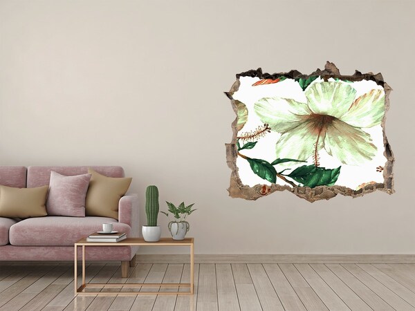 Wandfolien Loch in der Wand Blumenwandbild durch ein Loch in der Wand