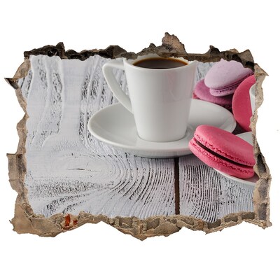 3D Wandtattoos Loch in der Wand Kaffeeparadies mit Macarons