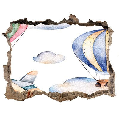 3D Wandsticker Loch Ballonfahrt über den Wolken