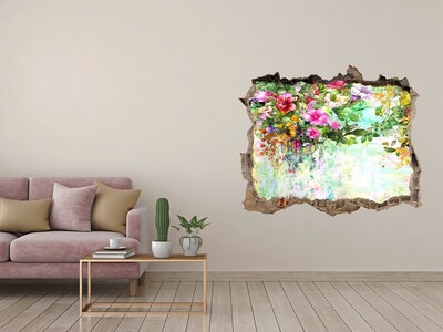 3D Wandtattoos Loch in der Wand Ein Blumenparadies hinter der Mauer