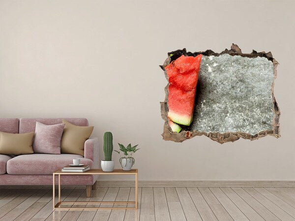 3D Wandtattoos Loch in der Wand Eine Scheibe Wassermelone in Beton