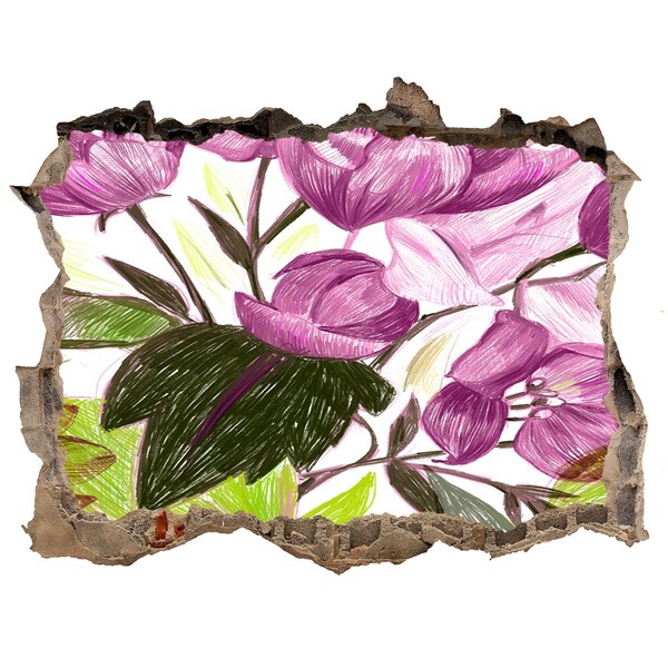 3D Wandtattoos Loch in der Wand Blumengarten hinter der Mauer