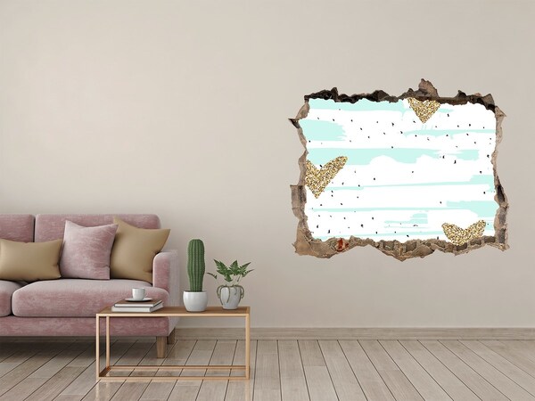 3D Wandsticker Loch Loch in der Wand mit Herzen