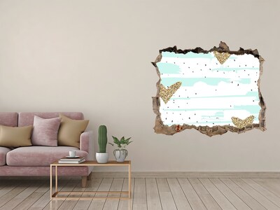3D Wandsticker Loch Loch in der Wand mit Herzen