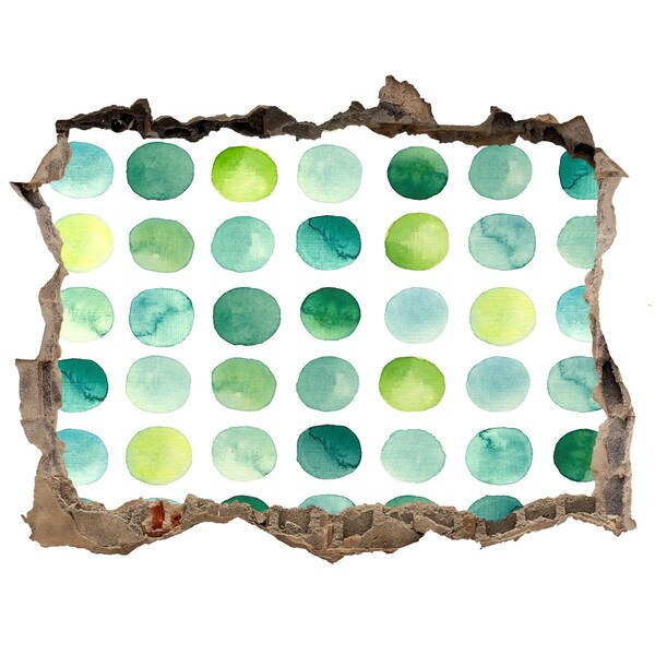 3D Wandsticker Loch Grüne Punkte an der Wand im Hintergrund