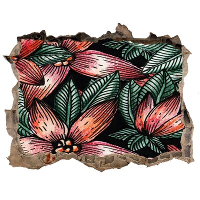 Wandtattoos Mauerdurchbruch Ein Blumenmuster an einer beschädigten Wand