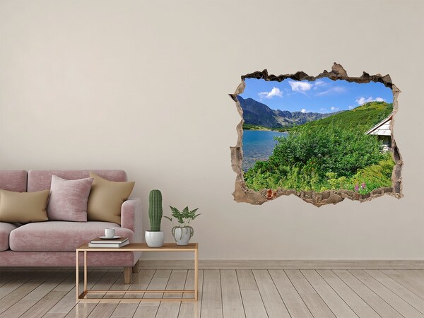 Wandfolien Loch in der Wand Berglandschaft mit einem See