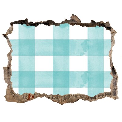 3D Wandsticker Loch Eine beschädigte Mauer mit einem blauen Gitter