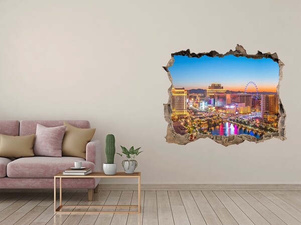 Wandfolien Loch in der Wand Las Vegas bei Nacht