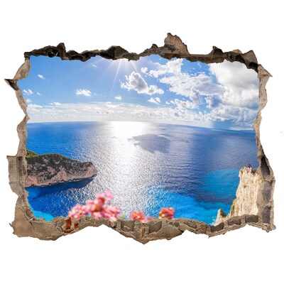 3D Wandtattoos Loch in der Wand Blick von der Klippe über dem Meer