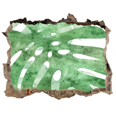 Wandtattoos Mauerdurchbruch Grünes Blatt in einer beschädigten Wand