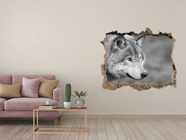 Wandtattoos Mauerdurchbruch Wolf in einem Loch in der Wand