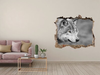 Wandtattoos Mauerdurchbruch Wolf in einem Loch in der Wand