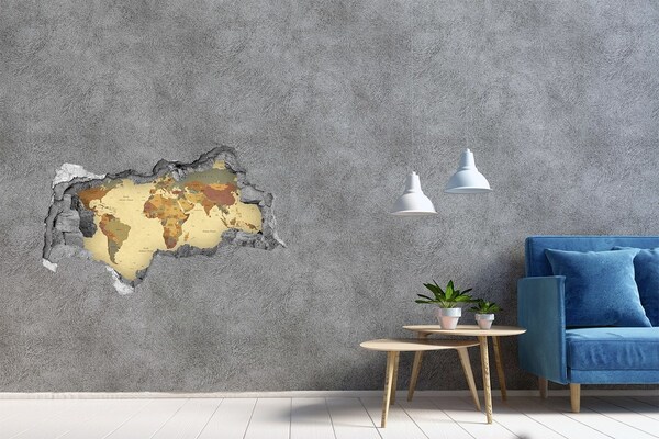 Wandfolien Loch in der Wand Karte von Afrika im Retro-Stil