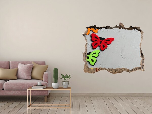 3D Wandsticker Loch Bunte Schmetterlinge in einem Loch in der Wand