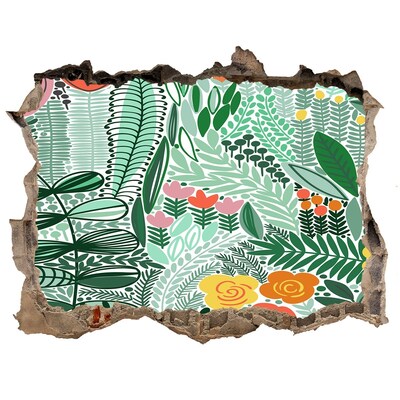 3D Wandsticker Loch Loch in der Wand Blumengarten