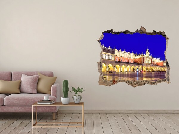 3D Wandtattoos Loch in der Wand Der Krakauer Hauptmarkt bei Nacht