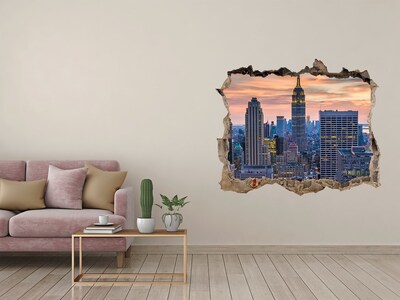 Wandfolien Loch in der Wand Blick auf New York