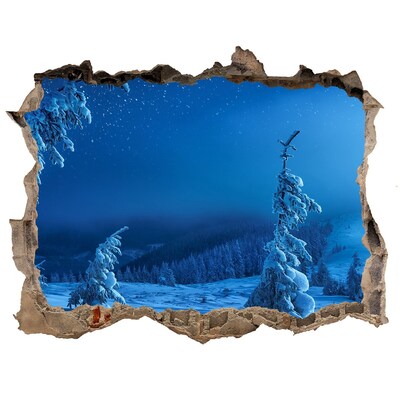3D Wandsticker Loch Winterlandschaft in den Bergen